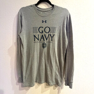 Under Armour Go Navy Shirt S Gray Long Sleeve Midshipmen Beat Army Football UA
